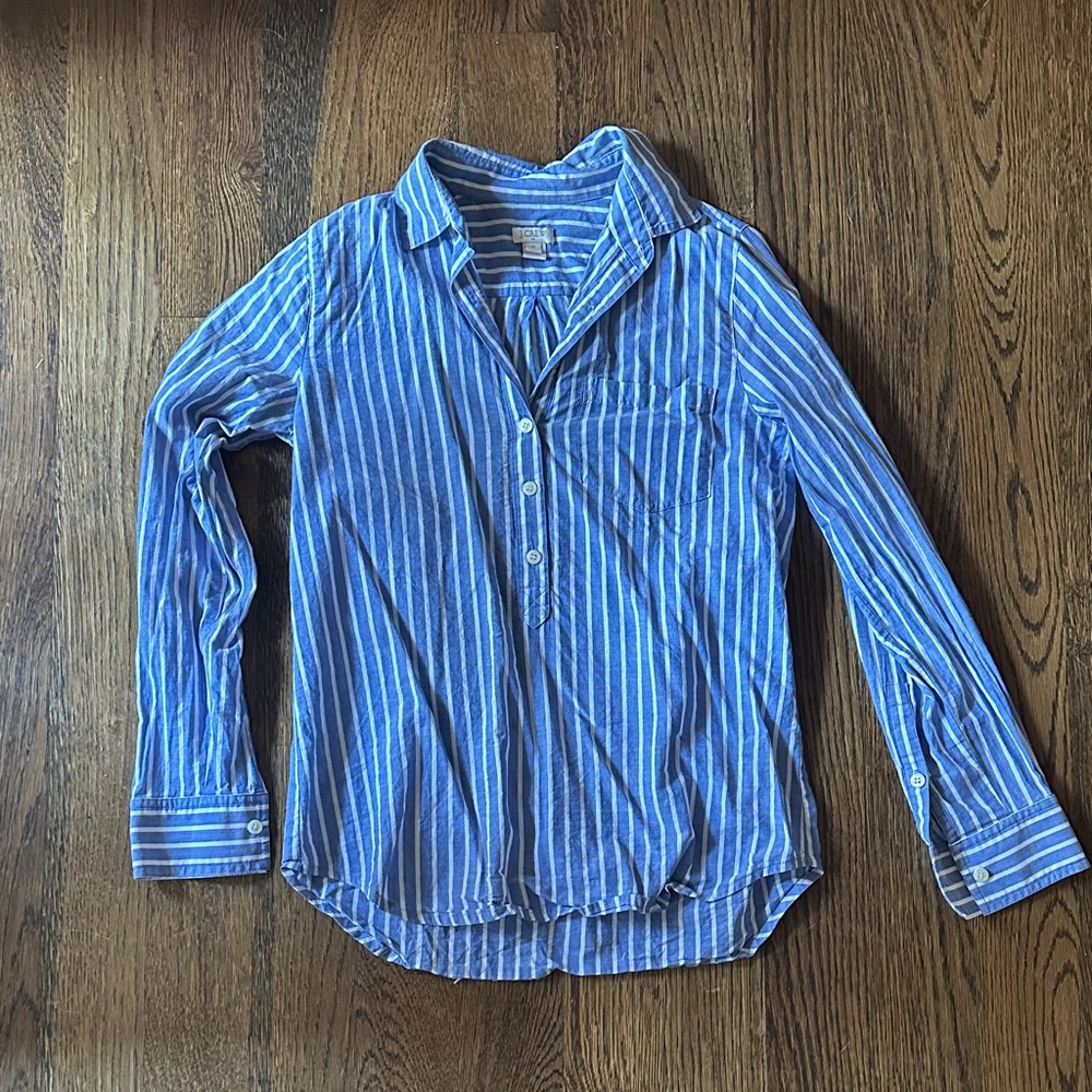 J.Crew Blue and White Striped Button-Up Shirt